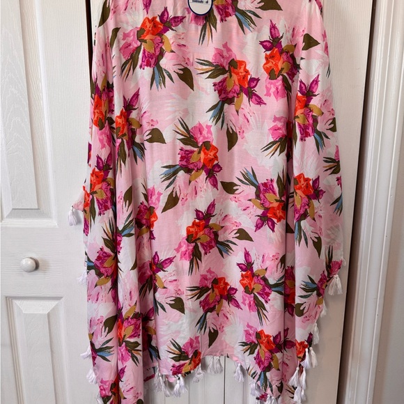 Swimsuits For All Floral Tassel Pink Swim Cover-Up Tunic Size 6/8 NWTS Pull Over - Picture 8 of 12
